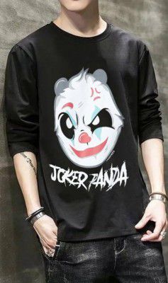 Smartees Men Printed Round Neck Cotton Blend Black T-Shirt