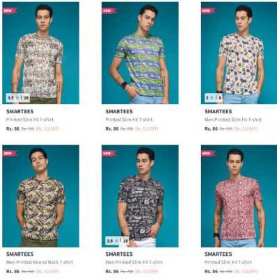 Myntra : Smartees Mens Tshirts Starts at Rs 199