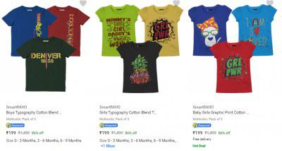 SmartRAHO Kids t-shirt Pack Of 3 @ ₹199
