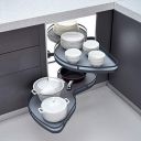SmartSlide Modular Kitchen Basket 2 Shelves Kitchen Corner Storage Organizer...