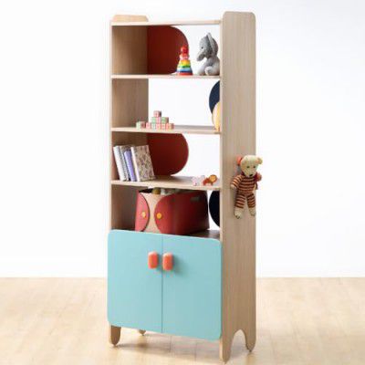 Smartsters Hopscotch Multi-Purpose Storage Shelf for Kids | Open Shelves & Cabinet with Hanging Hooks | 79x31x17 inches