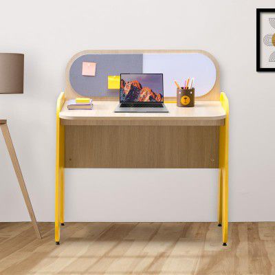 Smartsters Study Table with Pin-up Board & White Board, Engineered Wooden Rockstar Kids Study Table for 4 to 10 Years, Yellow, 40X37X24 Inches (Chair Not Included)