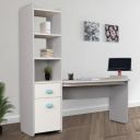 Smartsters Study Table with Storage, Engineered Wood Laptop Table with Drawer, Cabinet and Shelves, Extra Circular Tabletop for Devices, Skyline, White, 68X74X24 inches (Without Chair)...