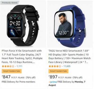 Smartwatches Starting from Rs.847 - Boat, Noise, pTron & more