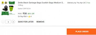 Smile Black Garbage Bags Dustbin Bags Medium Size ( Pack Of 30 )