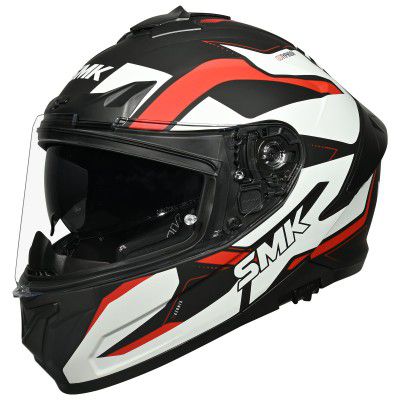 SMK Typhoon Azonix ISI, DOT & ECE 06 Certified Helmet with Dual Visor MATT Black & White - S