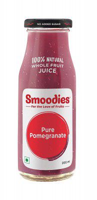 Smoodies Pure Pomegranate Juice | No Sugar | No Preservatives | No Artificial Colours | Vegan | Gluten-Free | 100% Natural Fruit Juice | 200 ml | Pack of 6 |