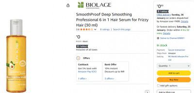 SmoothProof Deep Smoothing Professional 6 in 1 Hair Serum for Frizzy Hair (30 ml)