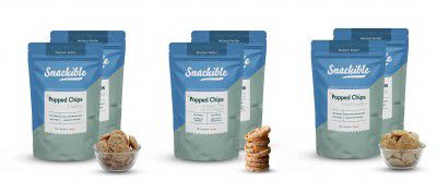 Snackible Popped Chips - Assorted Combo (Pack of 2 Each) - 6x30gm | Himalayan Pink Salt and Pepper, Manchurian, Paprika | Puffed | Low Sugar | Vegan | High Fibre | Gluten Free