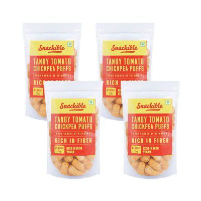 Snackible Tangy Tomato Chickpea Puffs - 35gm (Pack of 4)