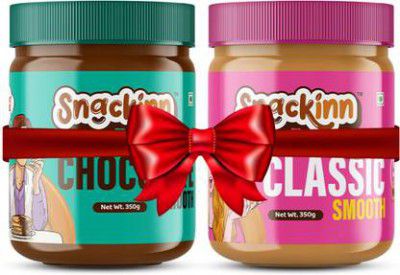 snackinn Peanut Butter Combo Pack Chocolate Smooth & Classic Smooth 2 Jars 350g Each  (700 g)