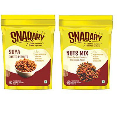 Snaqary Ready to Eat Peanuts | (Combo of Soya Peanuts & Nut Mix, 2)