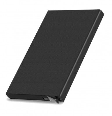 SNDIA Black Metal RFID Blocking Aluminum Pop Up Smart Credit Debit ATM Card Holder Case Wallet for Men Women -(6cm x 0.9cm x 9.5 cm)