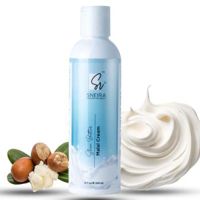 SNEIRA® Nourishing Shea Butter Malai Cream 400ml Body Lotion 48 H Moisturization Non Sticky Body Moisturizer With Shea Butter For Dry Skin