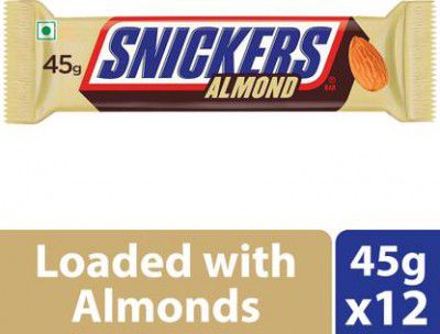 SNICKERS Almond Filled Chocolate , Loaded with Nougat & Caramel Bars  (12 x 45 g)