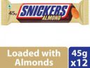 SNICKERS Almond Filled Chocolate , Loaded with Nougat & Caramel Bars  (12 x 45 g)...