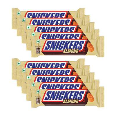 Snickers Almond Filled Chocolates - 45g Bar (Pack of 10)