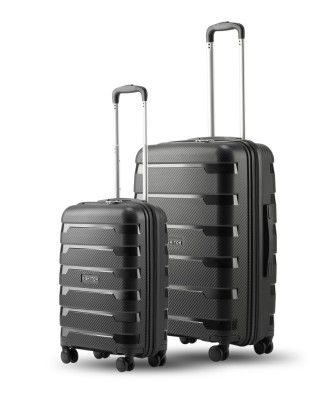 SNITCH Layer 2Pc Set Black Polypropylene Hard Travel Suitcase - Trolley Bag Set of 2