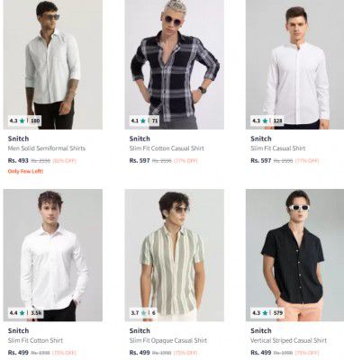 Upto 77% OFF ON Snitch Men's Shirt