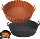 SNMMIFER Silicone Air Fryer Liner, Round Basket 8 Inch, Multicolour, Pack of 2...