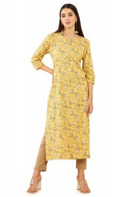 Soch Women Rayon Floral Print Straight Fit Kurta