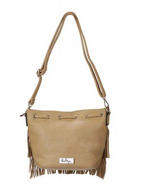 Social Blingz Womens Fringe Drawstring Sling Bag