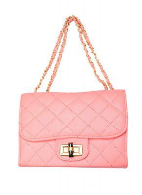 Social Blingz Womens Quilted Sling Bag (Peach)
