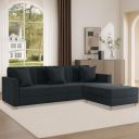 SOFA SANCTUARY-4 Seater - L Shape Convertible Sofa Set for Living Room Furniture Set, Modular Sectional Couch for Small Space, Upholstery-Velvet Fabric (Black)...