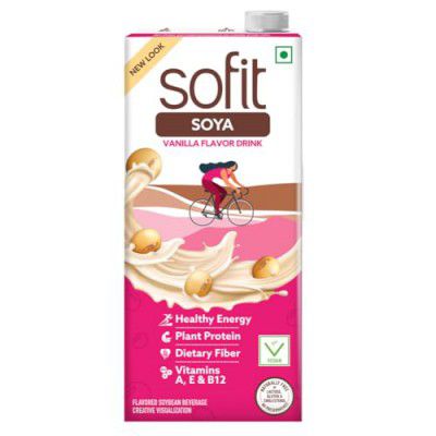 Sofit SOYA Drink Vanilla, 1000ml - Pack of 2 (2 x 1000ml)| Vegan Drink |Enriched with Plant Protein, Dietary fibers, Vitamins and Calcium | Lactose Free | Gluten Free | Preservatives Free