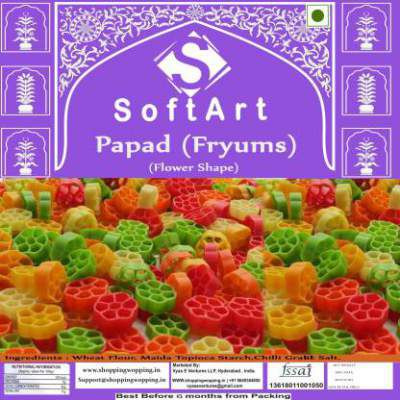 Soft Art Home Made Multicolour Flower Shape papad Fryums Fryums 250 g