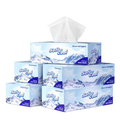 Soft N Cool 2 Ply Facial Tissue Box | Car Tissue | Pack of 5 (150 Pulls Per Box, 750 Sheets)