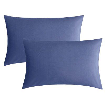 Soft Pillow Covers 21 x 32 Inches - Egyptian Cotton 600 Thread Count Set of 2 Pillow Cover Set Envelope Closure Hotel Quality Pillowcase - Medium Blue