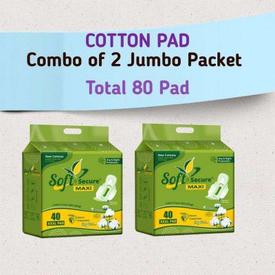 soft & secure COTTON COVER MAXI PAD COMBO Sanitary Pad (Pack of 80)