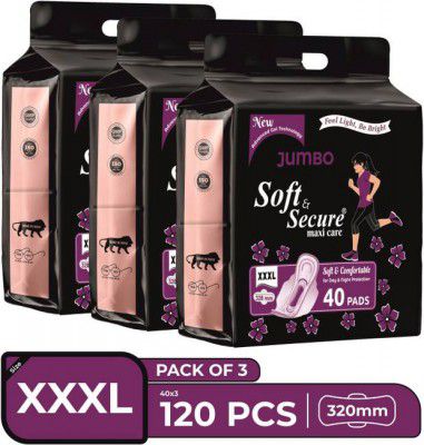 soft & secure Dry net soft & comfortable sanitary pad for Day & Night Protection XXXL Sanitary Pad  (Pack of 120)
