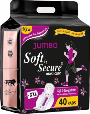 soft & secure Period Care XXL Dry Soft Cover Sanitary Pad (Pack of 40)