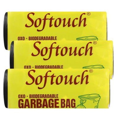 Softouch Garbage Bags (Black, Small, 17 x 19 Inches) - 30 Bags/Roll, 90 Count - Pack of 3 | Durable Plastic Trash Bags for Home