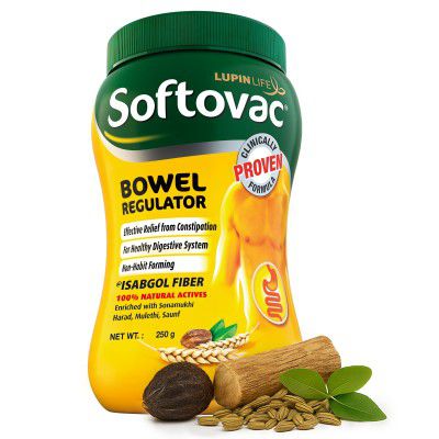 Softovac Isabgol Bowel Regulator Powder 250g, Relieves Bloating, Psyllium Husk, Isabgol Husk Powder, Boosts Gut Health, Stool Softener, Gluten, Dietary Fibre Rich, For Adults