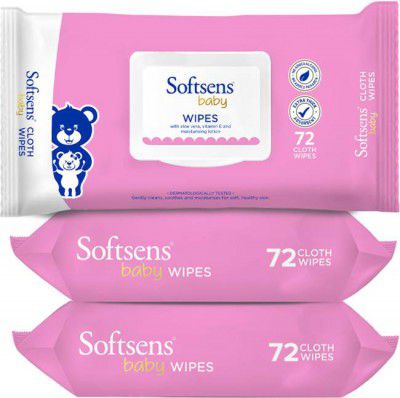Softsens Baby Wipes With Aloe Vera & Moisturising Lotion  (216 Wipes)