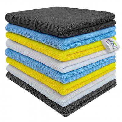 SOFTSPUN Microfiber Cleaning Cloths, 8 pcs 40x40cms 280GSM Multicolor