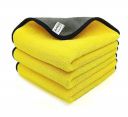 SOFTSPUN Microfiber Double Layered Cloth 800 GSM, 30X40 Cms 3 Piece Towel Set Yellow+Grey! Extra Thick Microfiber Cleaning Cloths Perfect for Bike Auto Cars Both Interior and Exterior....