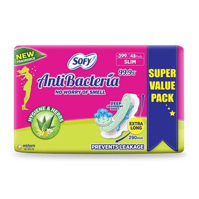 Sofy Anti Bacteria Extra Long Sanitary Pads - Slim (48 Pads)