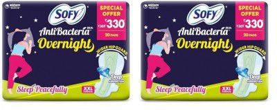 Sofy Anti Bacteria Overnight Extra Long Sanitary Pads, XX-Large, Pack of 40