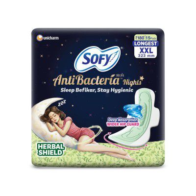 Sofy Women Anti Bacteria Longest XXL Sanitary Pads | XX-Large, Pack Of 15