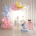 SOI Moon Star Foil White Balloon Arch Garland Kit for Baby Shower, Birthday, Anniversary, Welcome Theme Party Decoration Pack of -69...