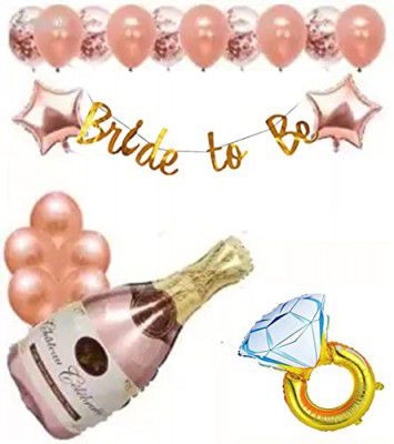 SOI Party Bride to Be Decoration Set Combo - 20Pcs Set Bride to Be Balloon, Ring Foil Balloons, Metallic Balloons & Bunting Balloon for Bachelorette Party , Bride to Be Props, Spinster Bridal Shower