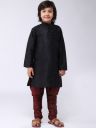 SOJANYA Boys Black & Maroon Solid Kurta with Churidar...