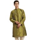 SOJANYA Men's Silk Blend Geometric Regular Kurta...
