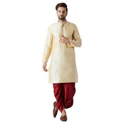 SOJANYA Men's Silk Blend Solid | Kurta & Dhoti Set