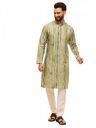 SOJANYA (Since 1958 Men's Cotton Silk Green Print Kurta with White Pyjama...