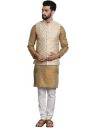 SOJANYA (Since 1958 Men's Silk Blend Kurta Pyjama & Embroiderd Nehrujacket Combo...